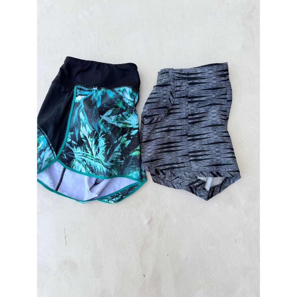 2 Pc Athleta Shorts Bundle Sz M Teal Grey Running Athletic Gorpcore Performance - Picture 3 of 8